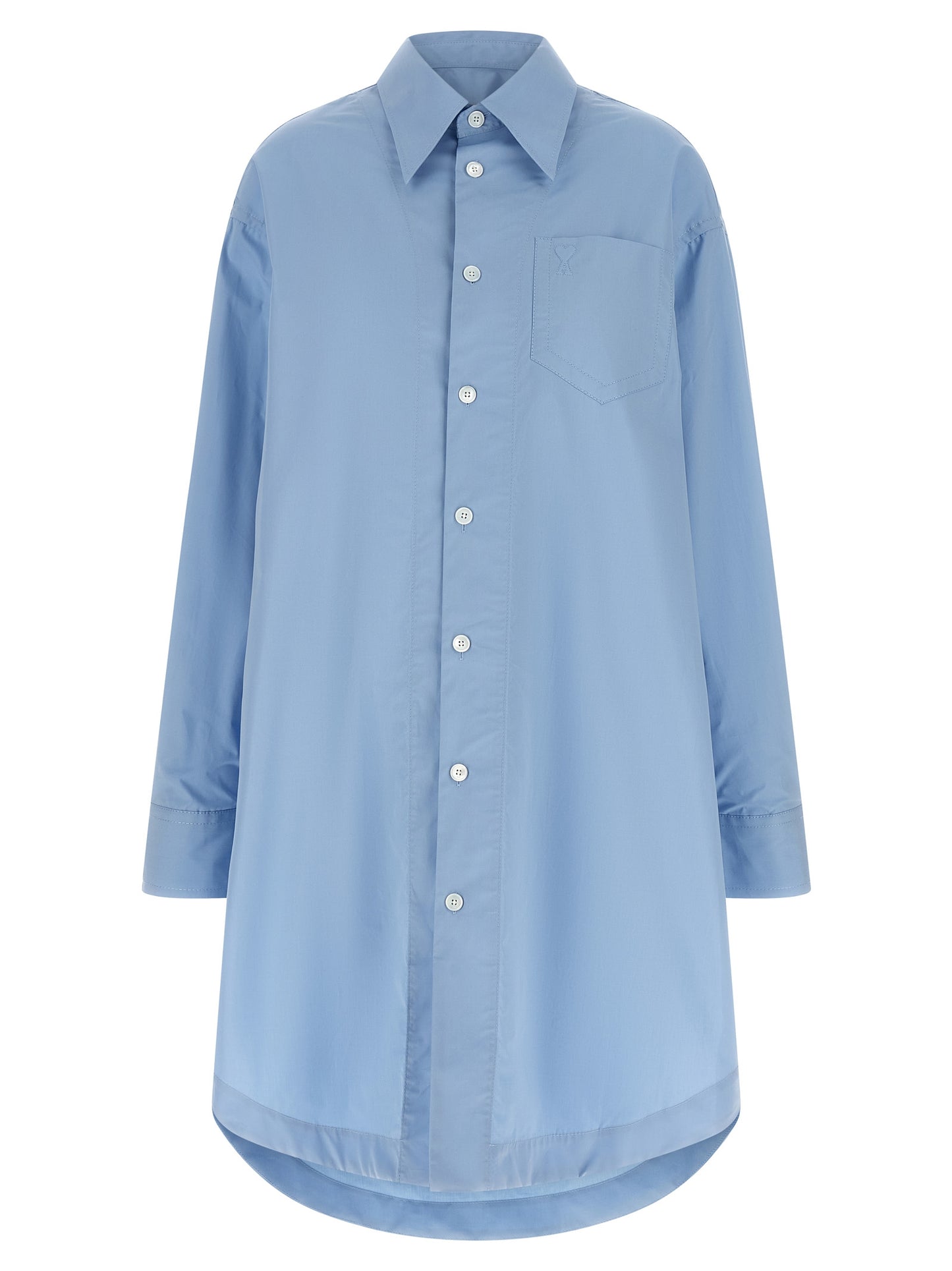 Ami Paris Blue Cotton Midi Dress
