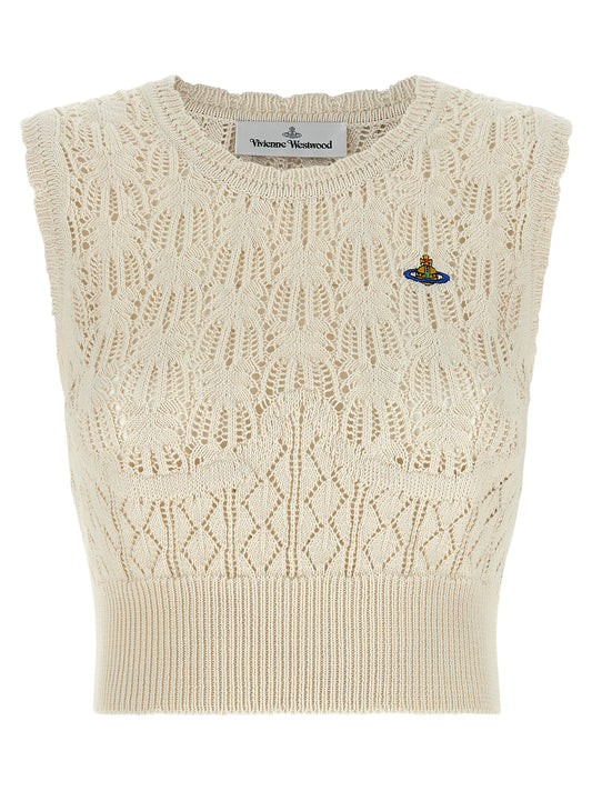 Vivienne Westwood Beige Cotton Sleeveles T-Shirt