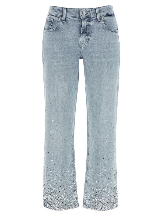 7 For All Mankind Blue Cotton Straight-Leg Jeans