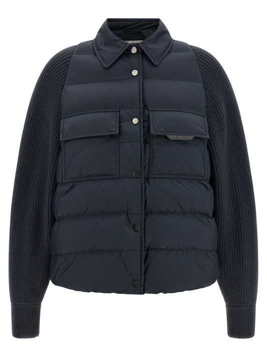 Brunello Cucinelli Blue Polyester Full-Length Jacket