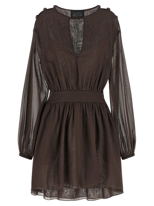 Giovanni Bedin Brown Cotton Short Dress