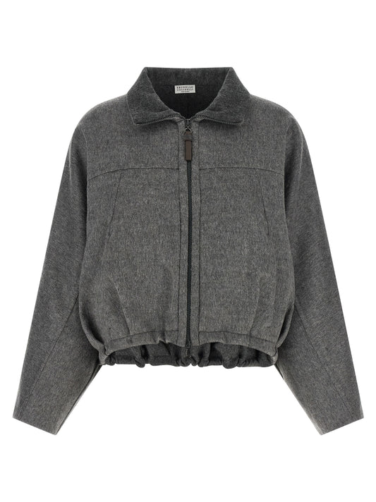 Brunello Cucinelli Gray Virgin Wool Full-Length Jacket
