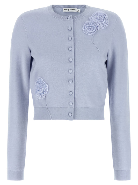 Self-Portrait Blue Polyester Cardigan