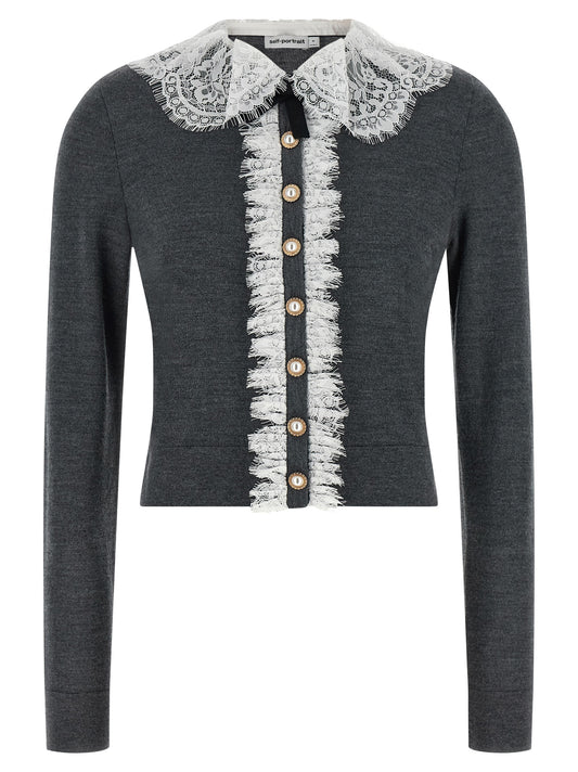 Self-Portrait Gray Wool Cardigan
