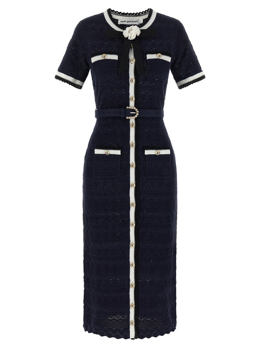 Self-Portrait Blue Cotton Midi Dress