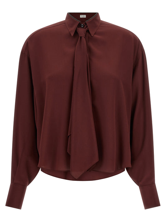 Brunello Cucinelli Bordeaux Silk Blouse