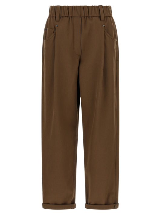 Brunello Cucinelli Brown Cotton Casual Pants