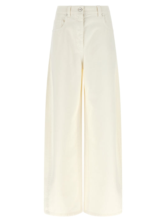 Brunello Cucinelli White Cotton Relaxed Fit Jeans