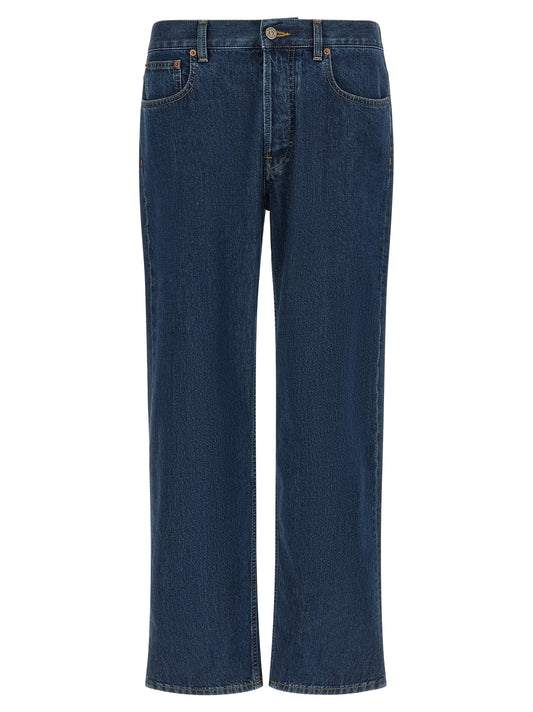 Valentino Garavani Blue Cotton Straight-Leg Jeans