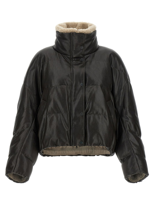 Brunello Cucinelli Brown Lamb Leather Leather Jacket