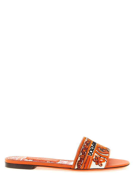 Dolce & Gabbana Orange Cotton Slides