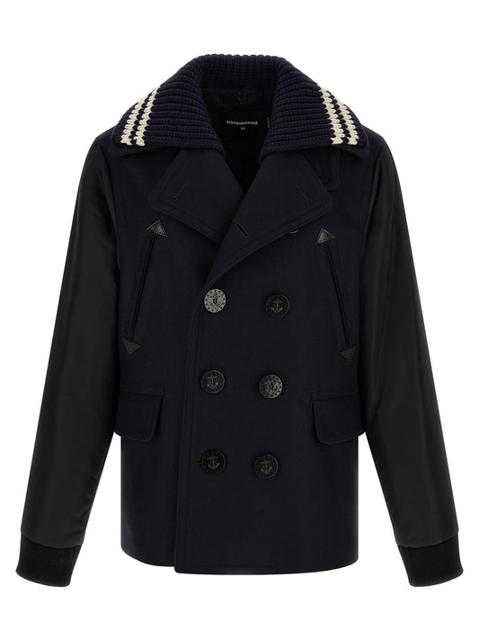 Dsquared² Blue Wool Coat