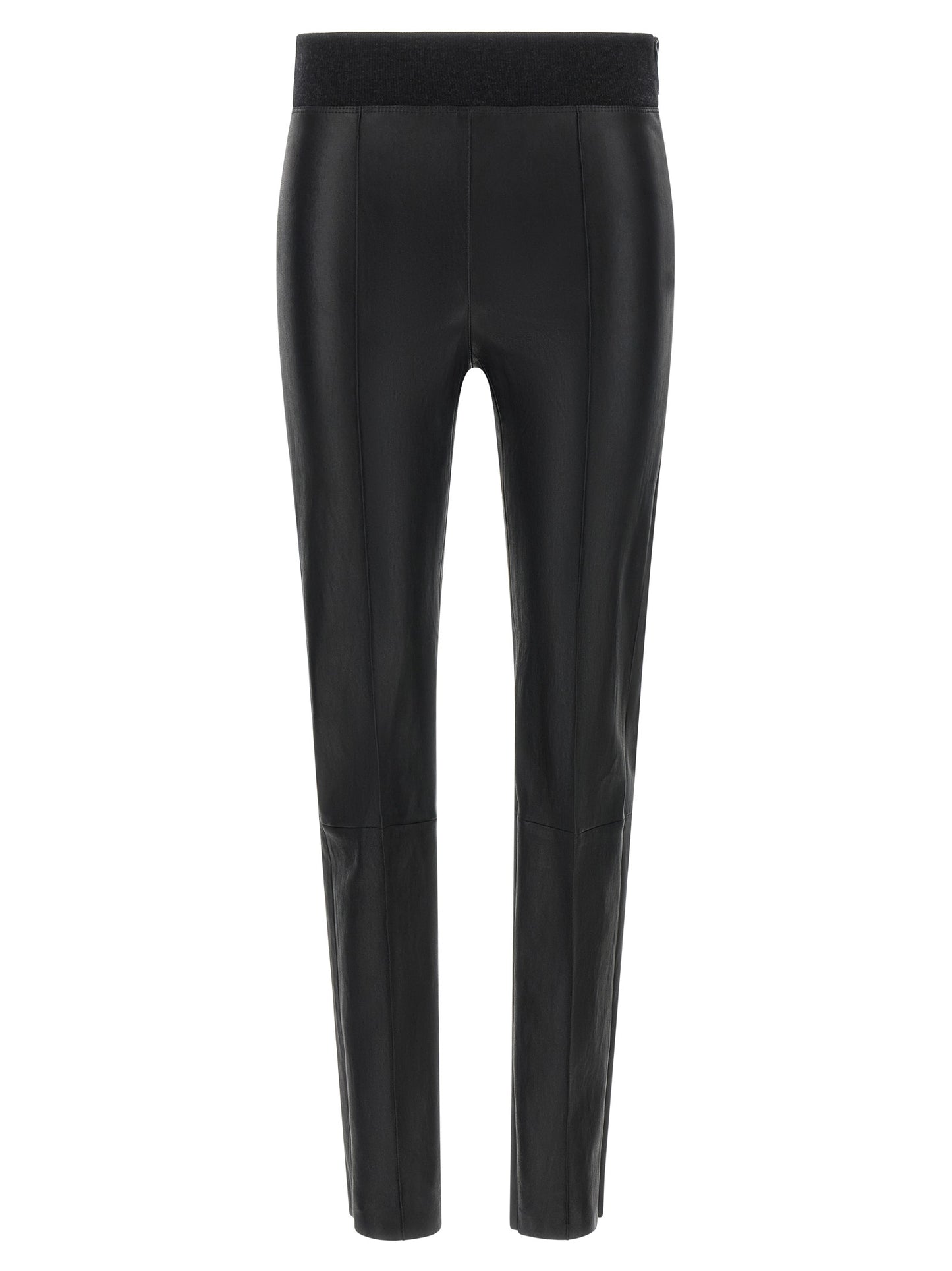Brunello Cucinelli Black Lamb Leather Leggings