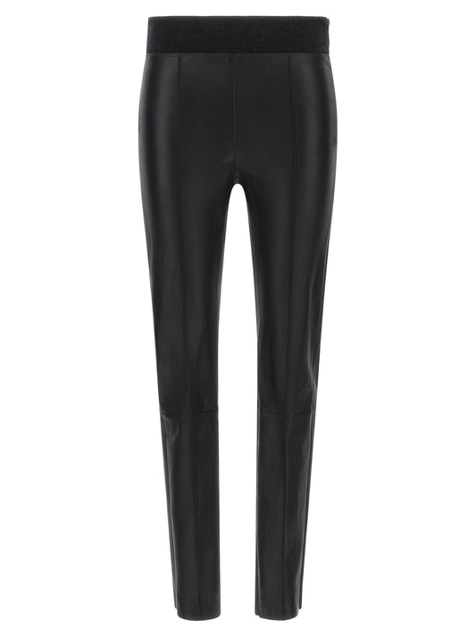 Brunello Cucinelli Black Lamb Leather Leggings