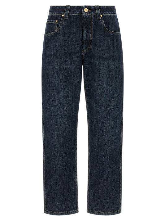 Brunello Cucinelli Blue Cotton Straight-Leg Jeans