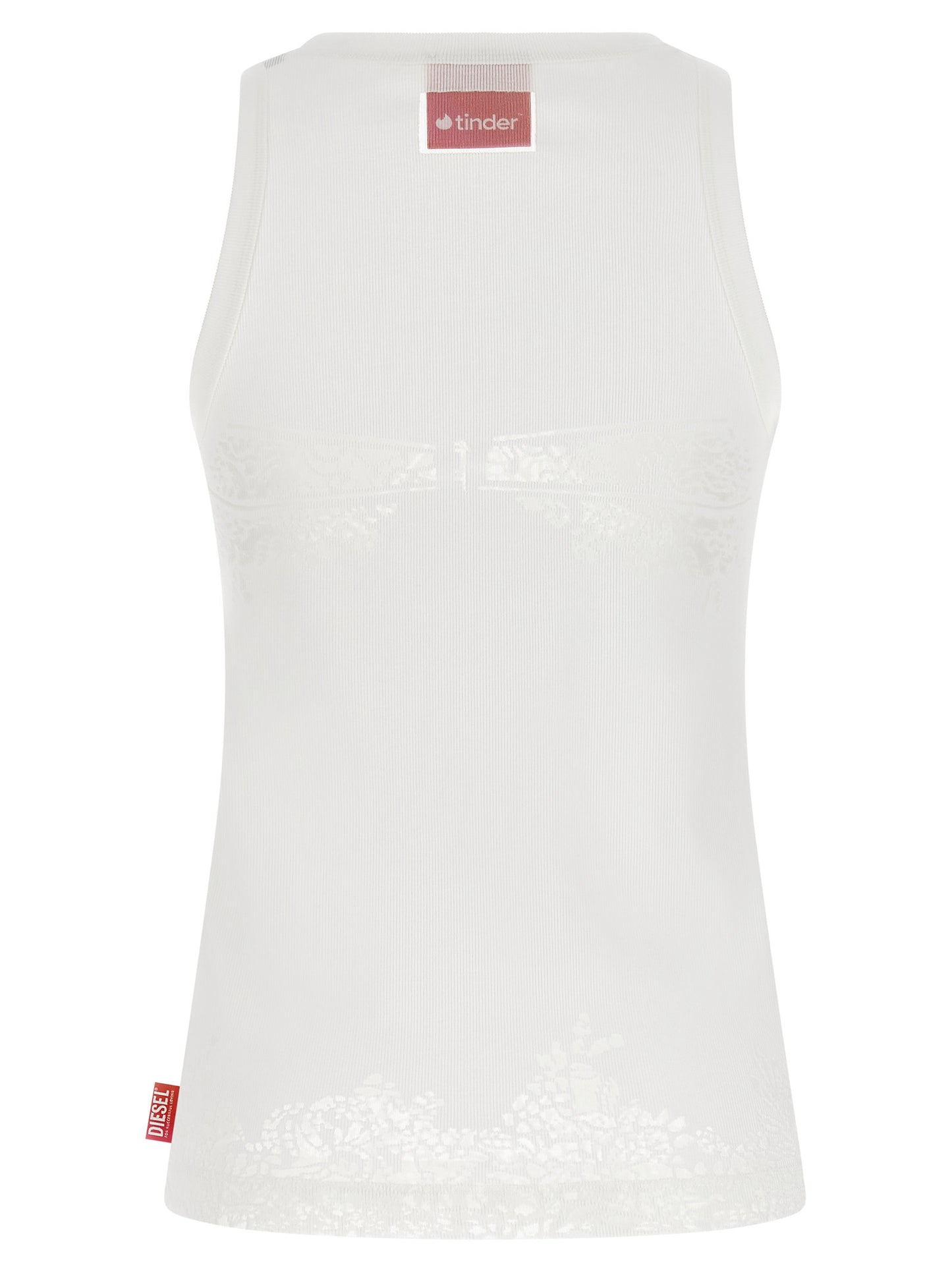Diesel White Cotton Tank Tops