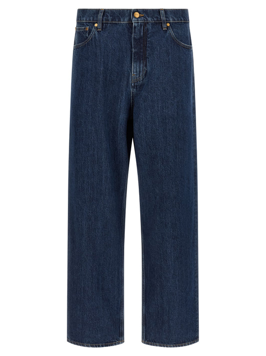 Jil Sander Blue Cotton Straight-Leg Jeans