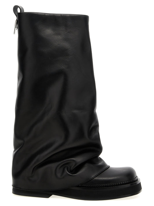 The Attico Black Calfskin Over The Knee
