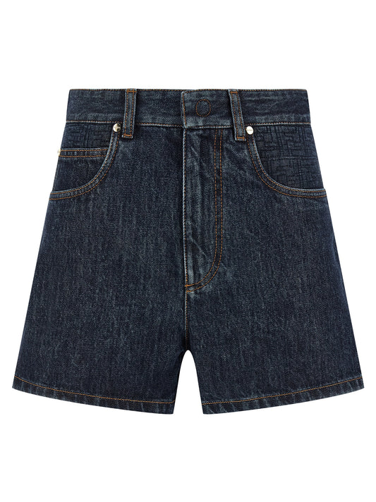 Fendi Blue Cotton Bermuda Shorts