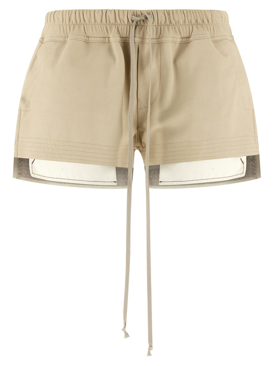Rick Owens Beige Lamb Leather Bermuda Shorts
