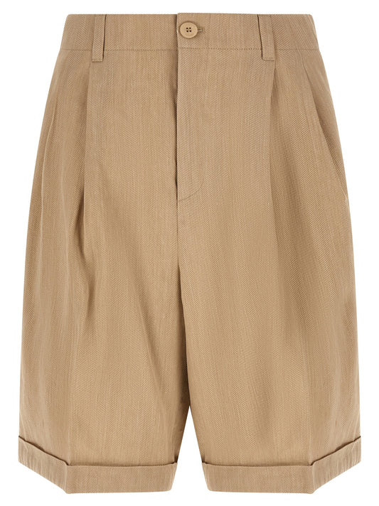 Jacquemus Beige Linen Bermuda Shorts