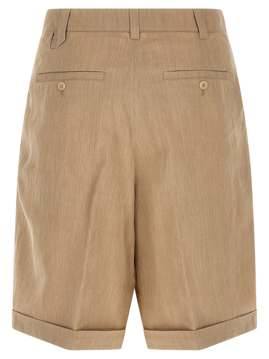 Jacquemus Beige Linen Bermuda Shorts