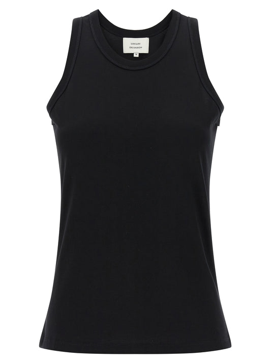 Loulou De Saison Black Cotton Sleeveles T-Shirt