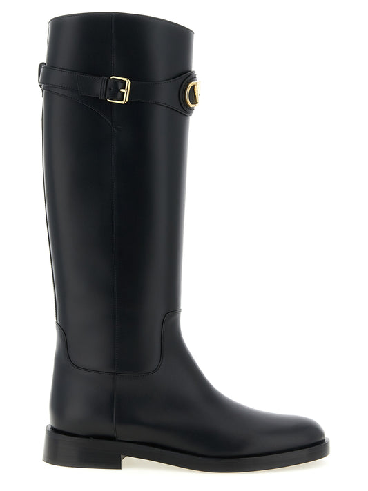 Valentino Garavani Black Calfskin Over The Knee