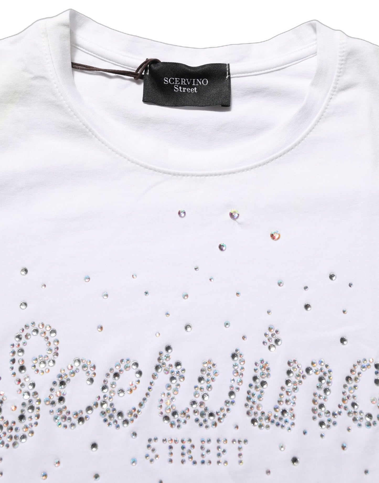 Scervino Street White Crew Neck Short Sleeves Embellished T-shirt