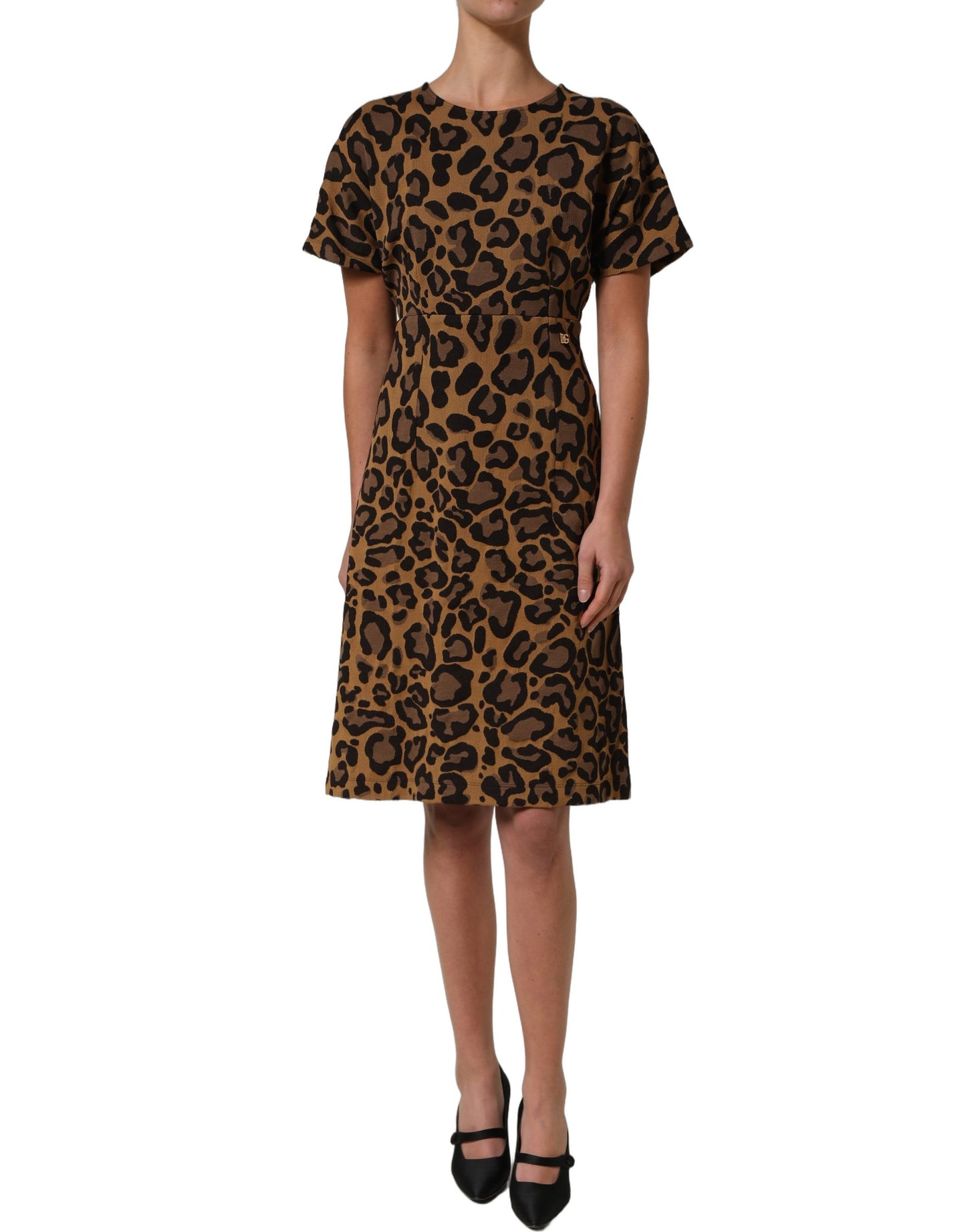 Dolce & Gabbana Brown LeopardPrint Flared A-line Mini Dress