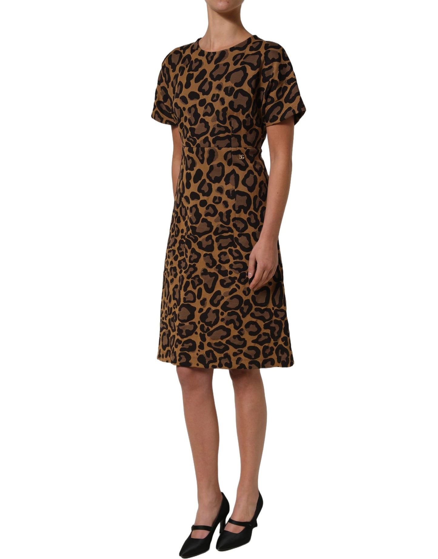 Dolce & Gabbana Brown LeopardPrint Flared A-line Mini Dress