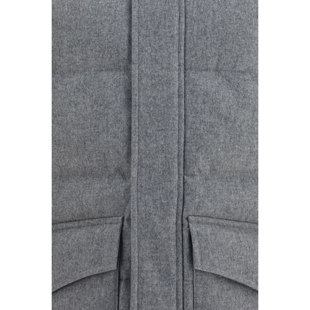 Brunello Cucinelli Gray Cashmere Full-Length Jacket