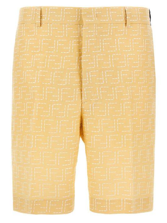 Fendi Bicolor Linen Bermuda Shorts