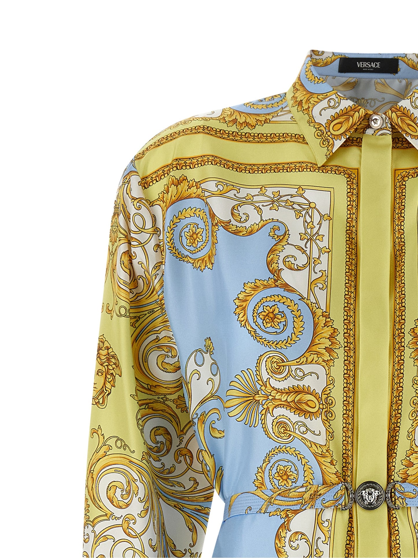 Versace Blue Silk Midi Dress