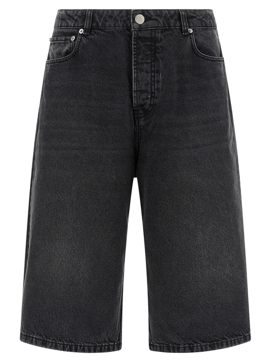 Ami Paris Black Cotton Bermuda Shorts