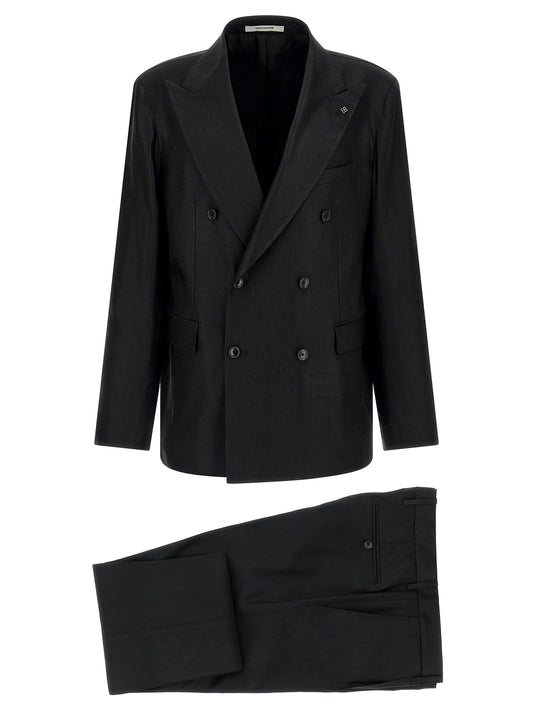 Tagliatore Black Linen Two-Piece Suit