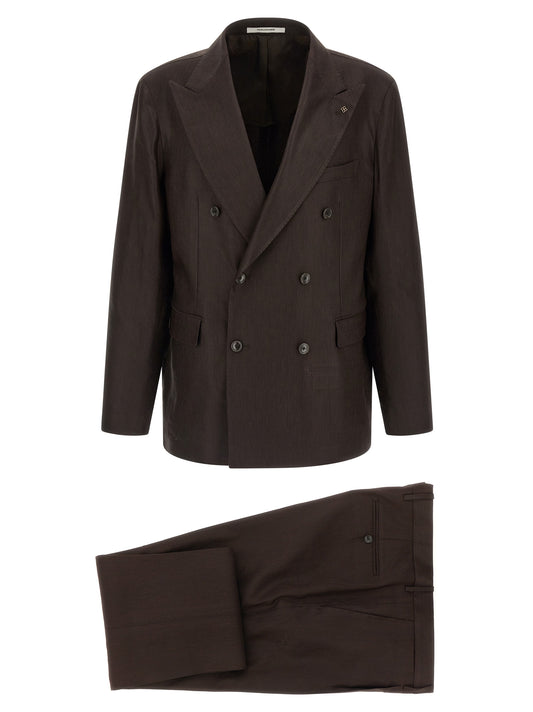 Tagliatore Brown Linen Two-Piece Suit