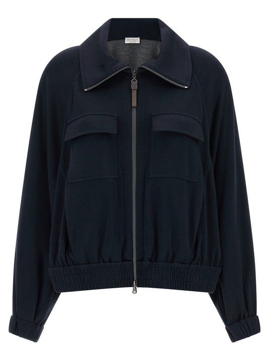 Brunello Cucinelli Blue Cotton Bomber