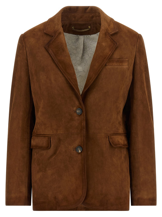 Golden Goose Brown Lamb Leather Leather Jacket