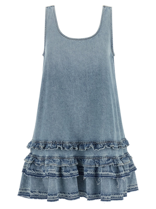 Ganni Blue Organic Cotton Short Dress