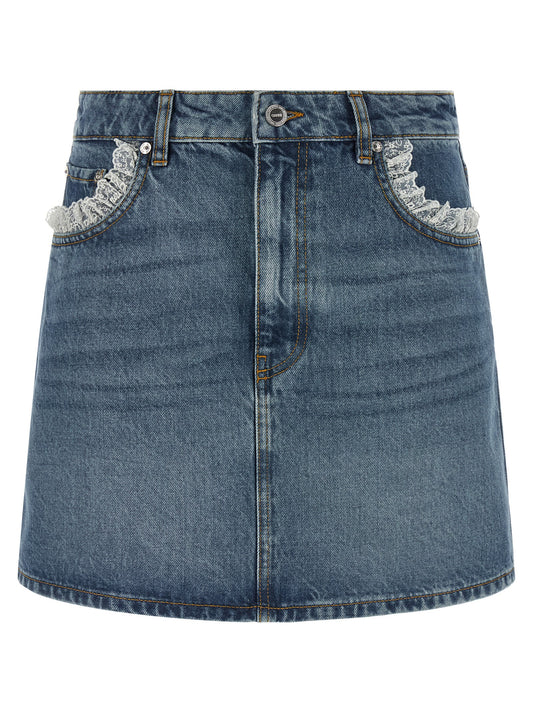 Ganni Blue Cotton Long Skirt