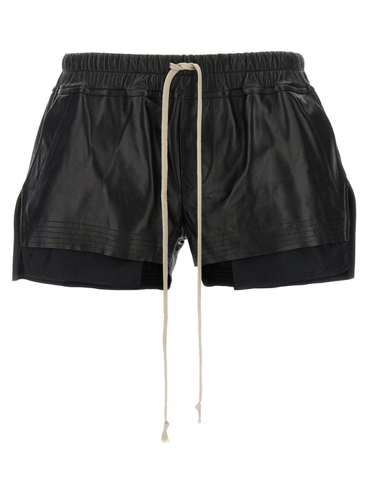 Rick Owens Black Lamb Leather Bermuda Shorts