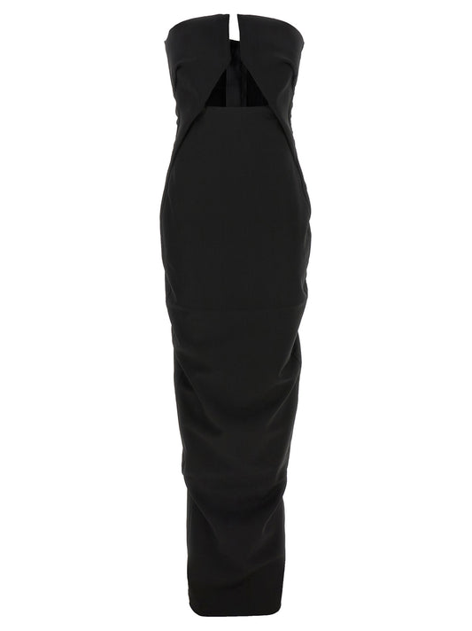 Rick Owens Black Wool Long Dress