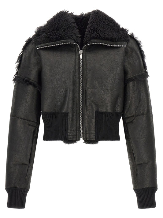 Rick Owens Black Lamb Fur Leather Jacket