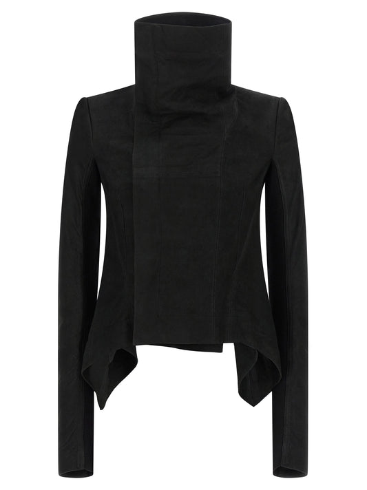 Rick Owens Black Lamb Leather Leather Jacket