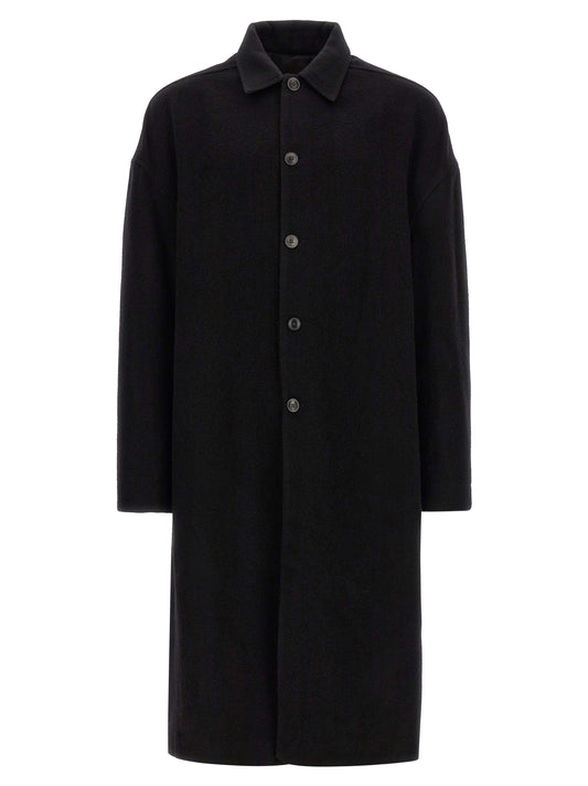 Rick Owens Black Virgin Wool Coat