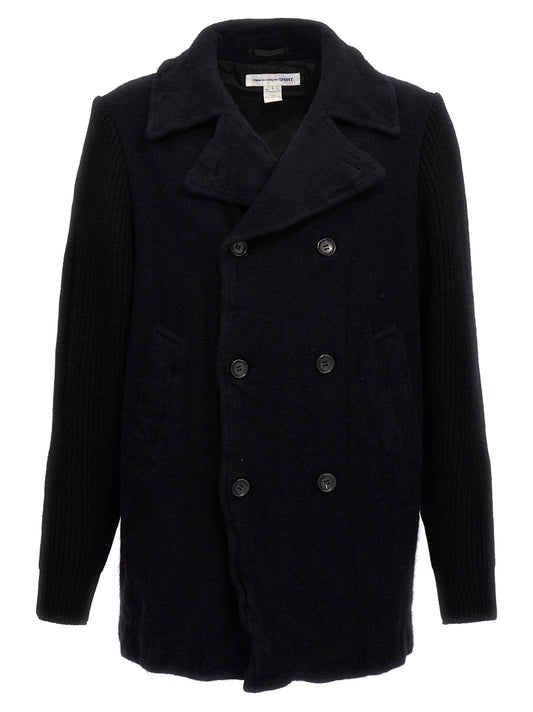 Comme Des Garçons Blue Wool Coat