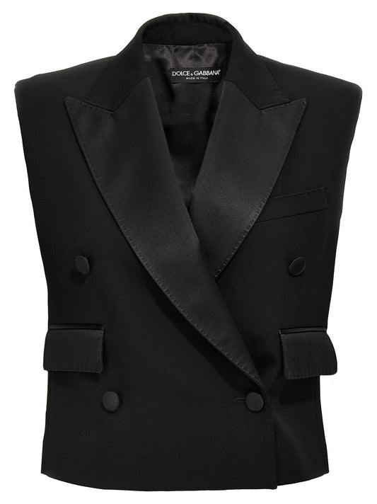 Dolce & Gabbana Black Silk Sleeveless Jacket