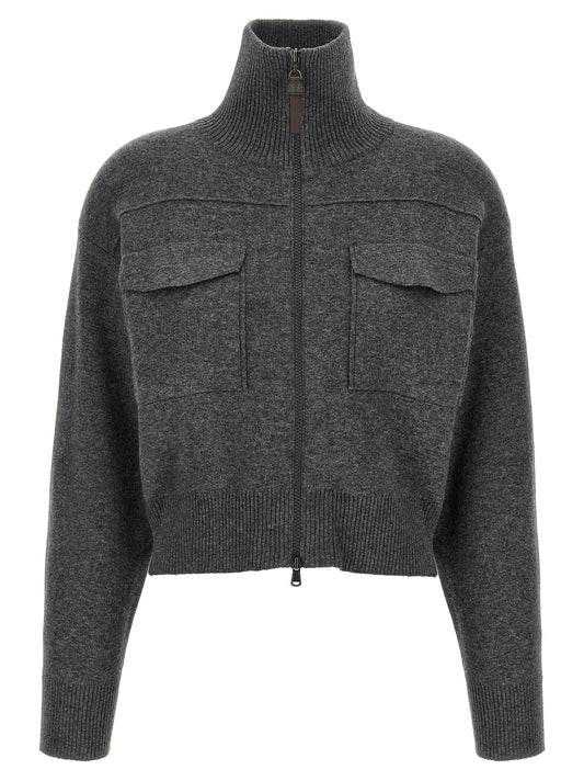 Brunello Cucinelli Gray Cashmere Cardigan