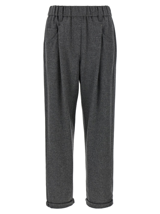 Brunello Cucinelli Gray Virgin Wool Casual Pants